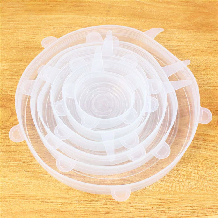 Reusable Bowl Pot Lid Silicone Food Seal Wrap 6 Pcs