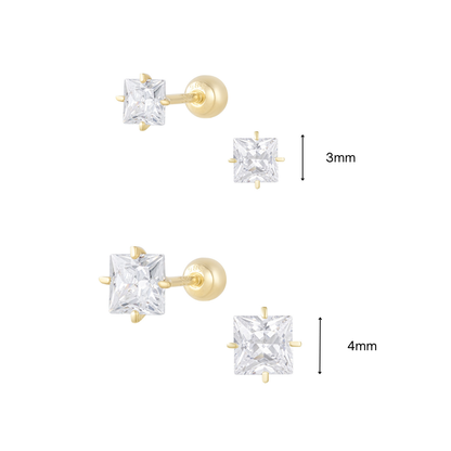 14K (58.5%) SOLID GOLD SQUARE CUBIC  PIERCING