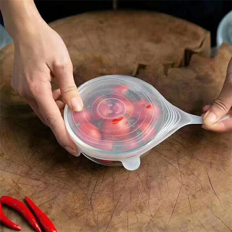 Reusable Bowl Pot Lid Silicone Food Seal Wrap 6 Pcs