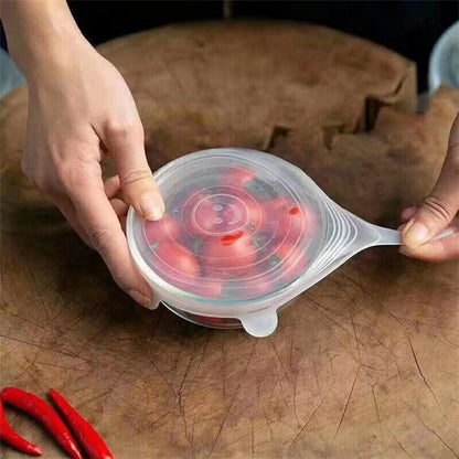 Reusable Bowl Pot Lid Silicone Food Seal Wrap 6 Pcs