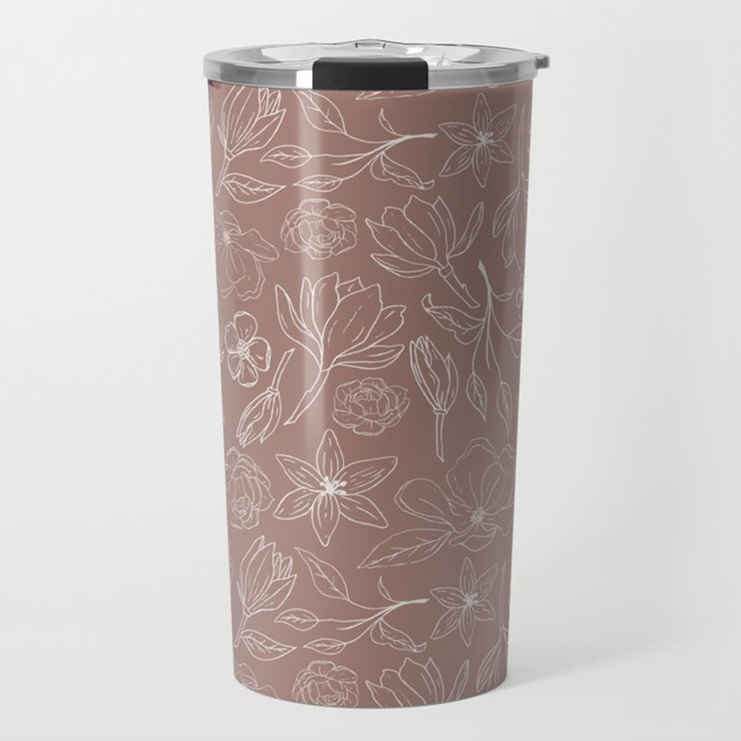 Mauve Magnolia Travel Coffee Mug