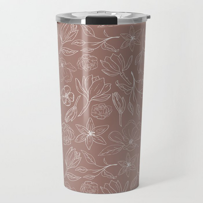 Mauve Magnolia Travel Coffee Mug