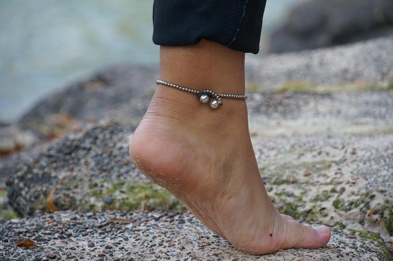 Colorful Turtle Boho Silver Anklet