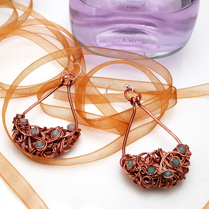 Teardrop Tangled - Copper Earrings