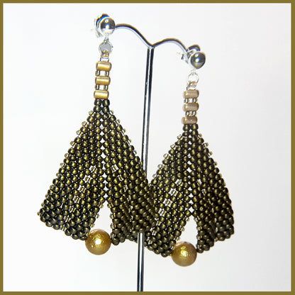 Gold Metallic Suede & Gold Pearl Earrings