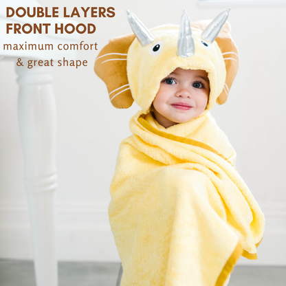 Toddler Hooded Towel Yellow Dinosaur