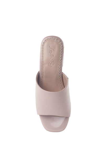 Dumpllin Patent Faux Leather Slip-On Block Heel Sandals