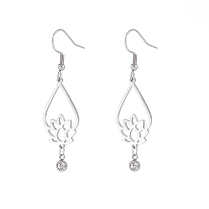 Vintage Water Drop Lotus Women's Earrings
