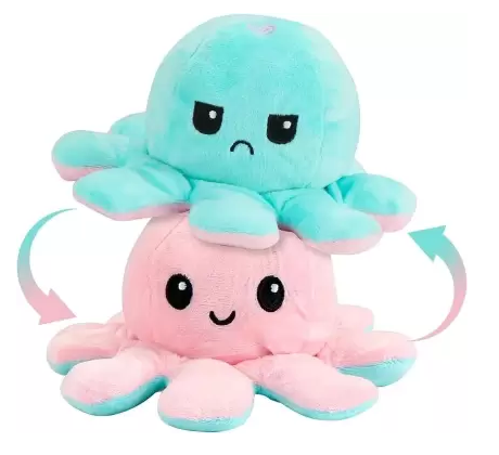 Reversible Happy and Sad Face Octopus Soft Toy for Kids