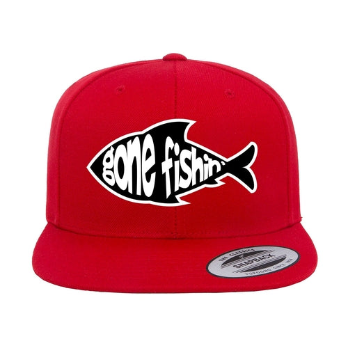 Gone Fishing Embroidered Flat Bill Cap