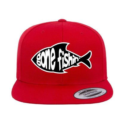 Gone Fishing Embroidered Flat Bill Cap