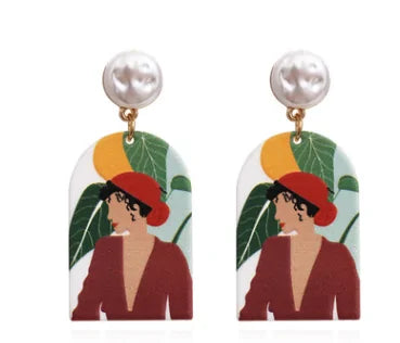 Colorful Printed Scenery Earrings