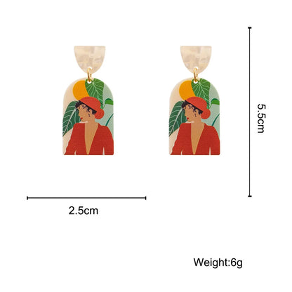 Colorful Printed Scenery Earrings