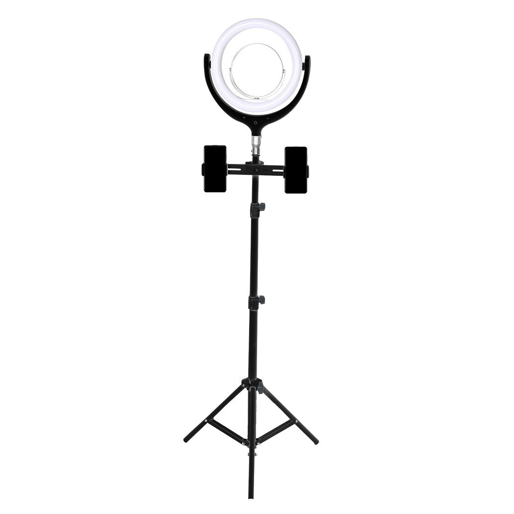 LED Ring Light with Tripod Stand Phone Holder Dimmable Studio Lamp