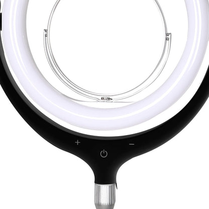 LED Ring Light with Tripod Stand Phone Holder Dimmable Studio Lamp