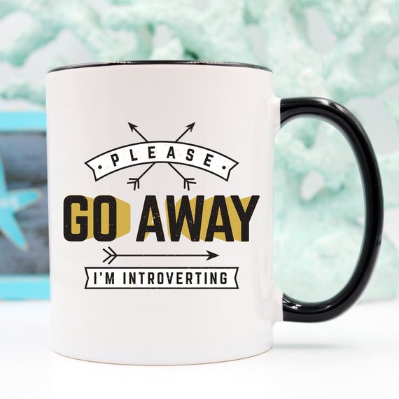 Funny Coffee Mug, Please Go Away I'm Introverting,