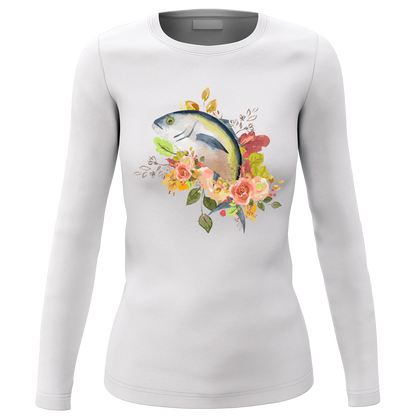 Fishing Flower Women Long Sleeve Shirt