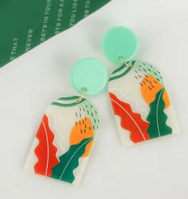Colorful Printed Scenery Earrings