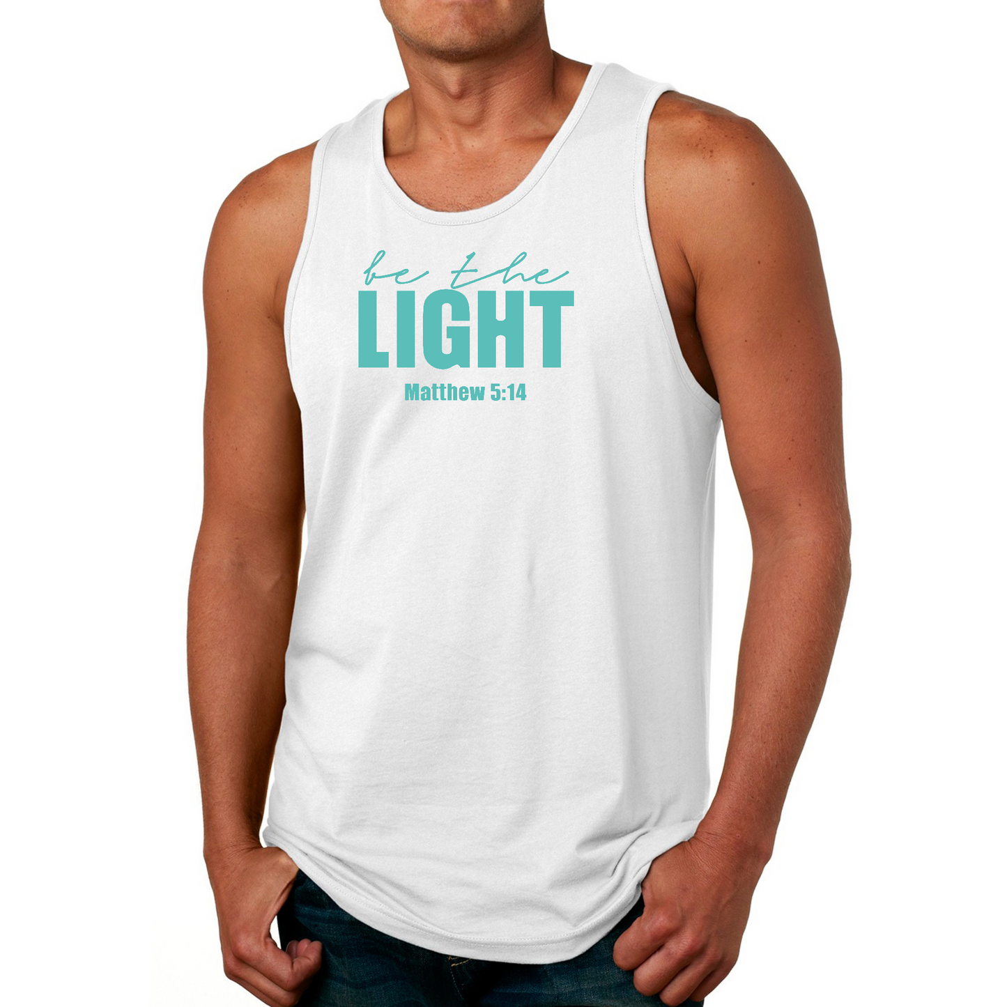 Mens Fitness Tank Top Graphic T-shirt Be The Light Print
