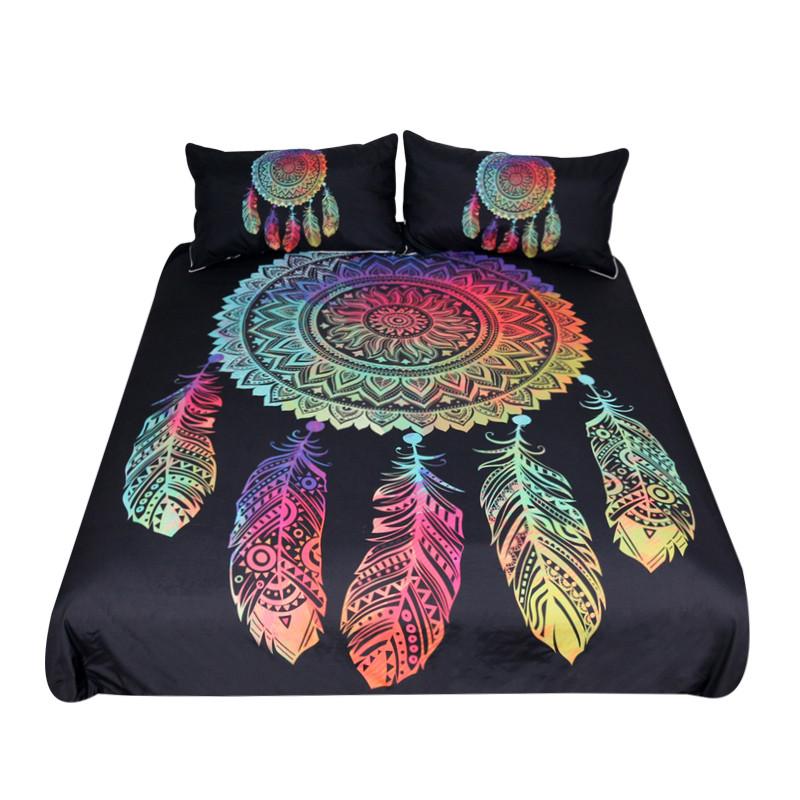 Dreamcatcher Bedding Set King Colorful Feathers