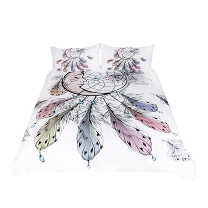 Moon Dreamcatcher Bedding Set Feathers Duvet Cover