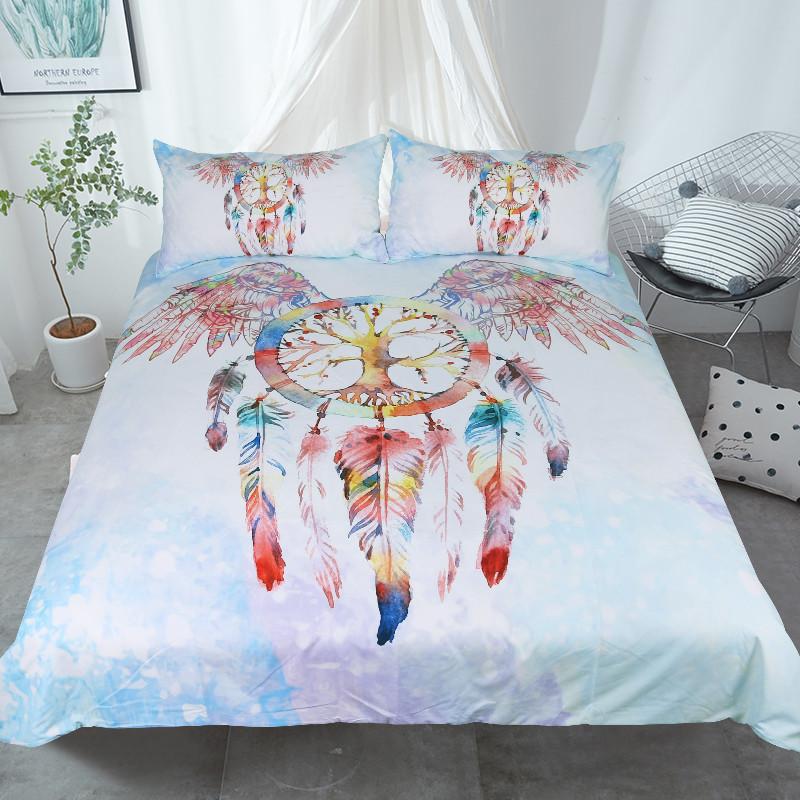 Dreamcatcher Bedding Set Feathers Print Duvet