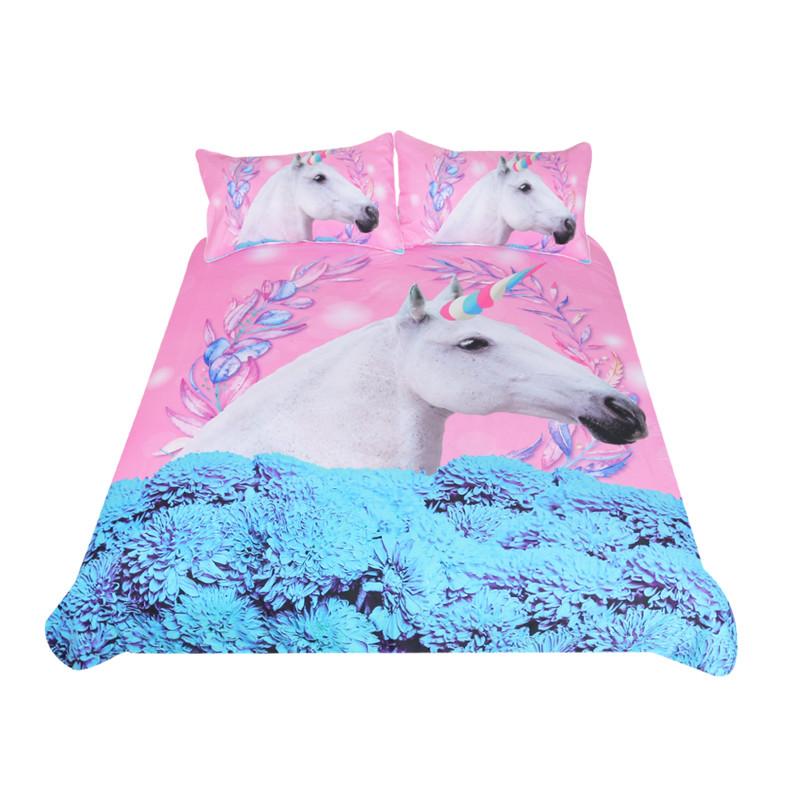 Unicorn Bedding Set Pink and Blue Duvet Cover Set