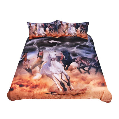 Horses Bedding Set 3D Lightning Printed Duvet