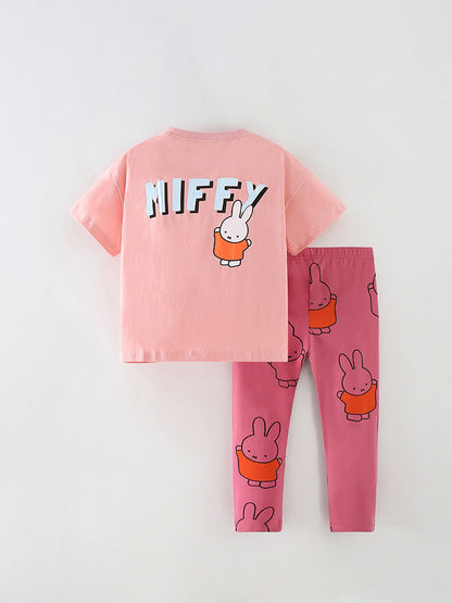 Summer Baby Kids Girls Cartoon Rabbit Print T-Shirt And Pants Clothing