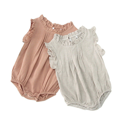 New Arrival Summer Baby Kids Girls Solid Color Simple Sleeveless