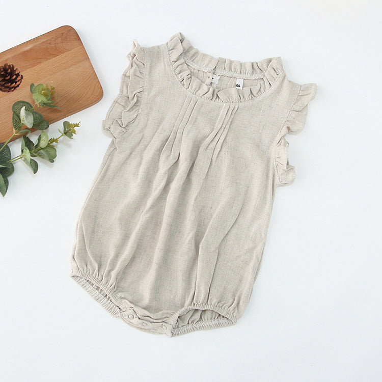 New Arrival Summer Baby Kids Girls Solid Color Simple Sleeveless