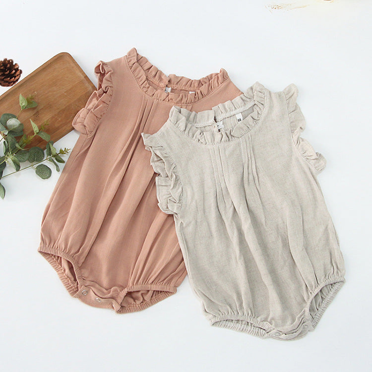 New Arrival Summer Baby Kids Girls Solid Color Simple Sleeveless