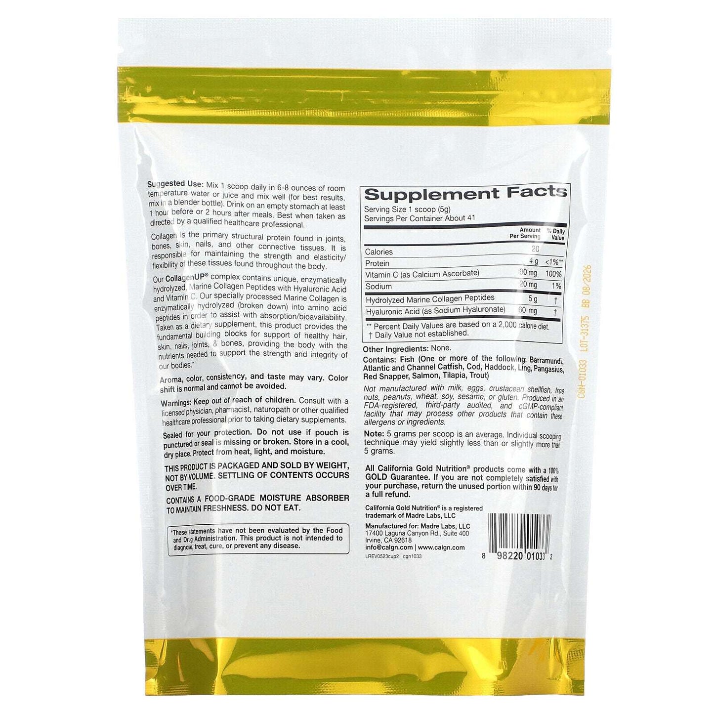 Collagen UP Collagen Peptides with Hyaluronic Acid 7.26 oz