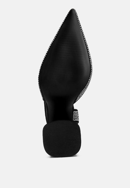 Saranna Rhinestone Embellished Suede Heel Sandals