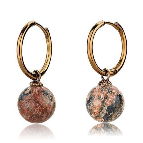 TK2572 - IP Coffee light Stainless Steel Earrings with Semi-Precious