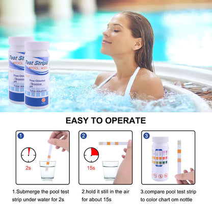 6 IN 1 Chlorine Dip Test Strips Hot Tub SPA Swimming Pool PH Tester Paper Bottle