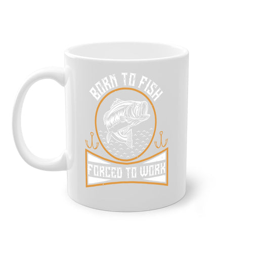 born to fish forced to work 256#- fishing-Mug / Coffee Cup