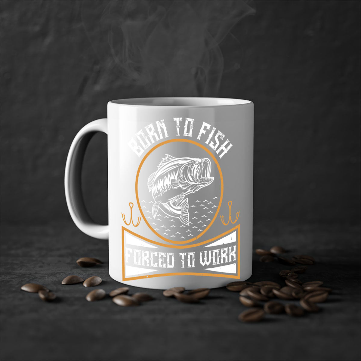 born to fish forced to work 256#- fishing-Mug / Coffee Cup