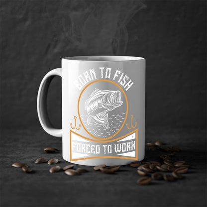 born to fish forced to work 256#- fishing-Mug / Coffee Cup