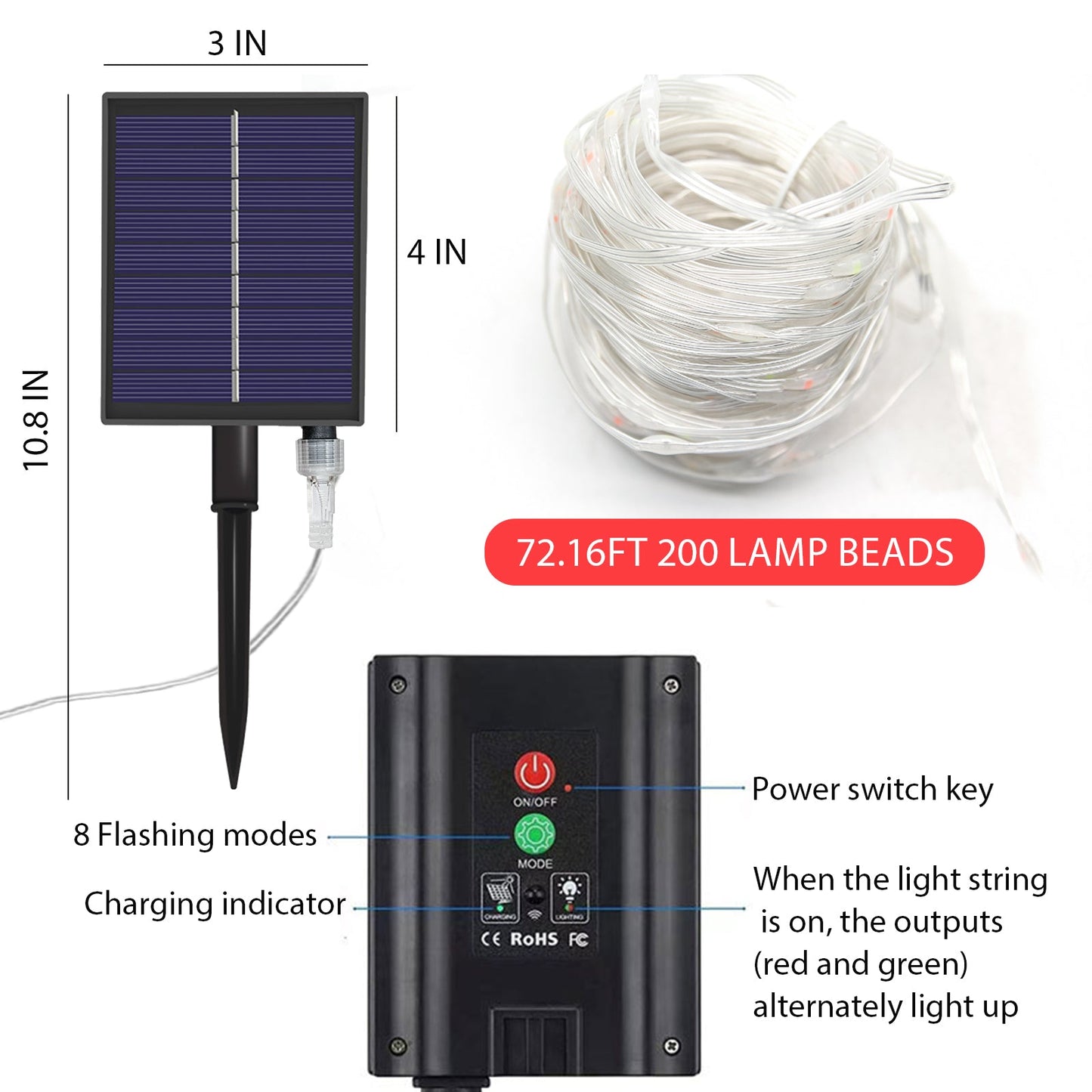 Outdoor Solar Copper Wire Light String Christmas Festival Decorations